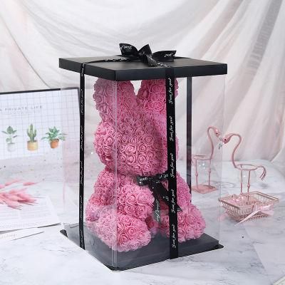 New Coming Artificial Flower Rose Rabbit Design PE Rose Bunny for Children Christmas Gift