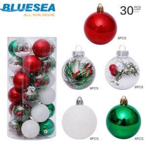 Christmas Decorations 6cm Green and Red Transparent Ball Christmas Ball Set 30 PCS