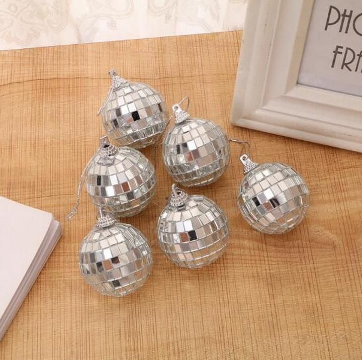 Disco Silver Mirror Glass Glitter Reflective Christmas Thunder Ball