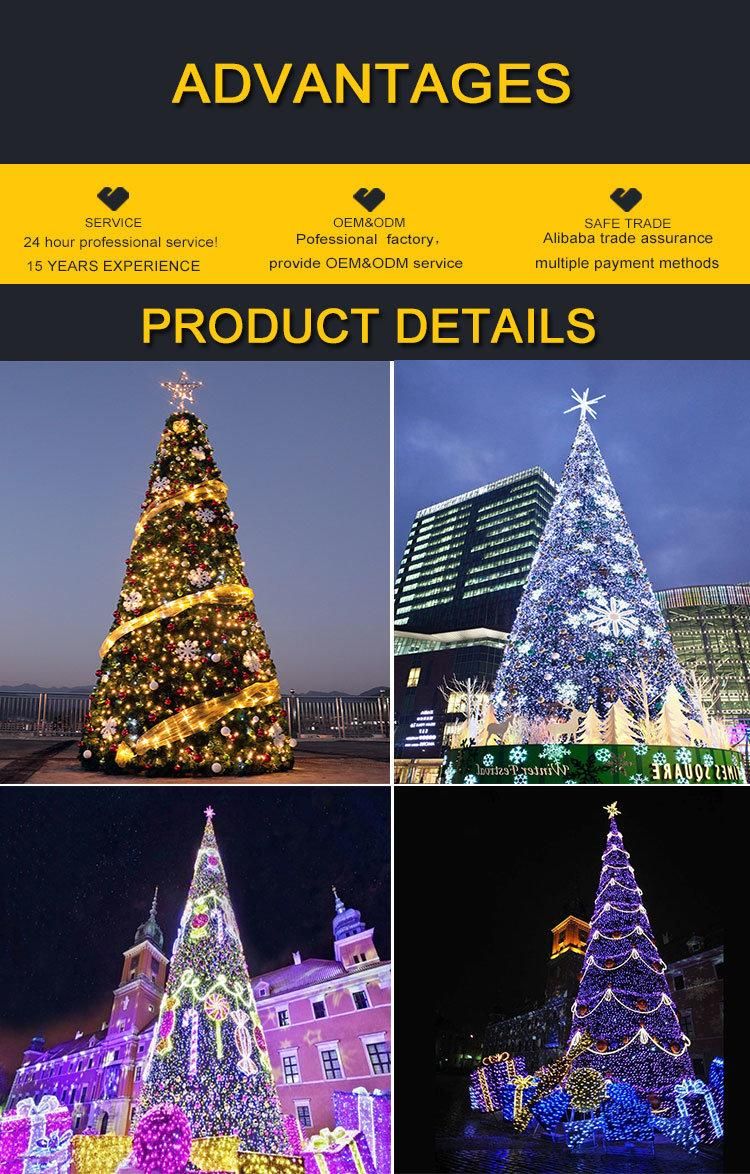 Outdoor LED Light up Metal Frame PVC Christmas Tree