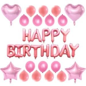Pink Birthday Balloons Happy Birthday Party Decorations Women Supplies