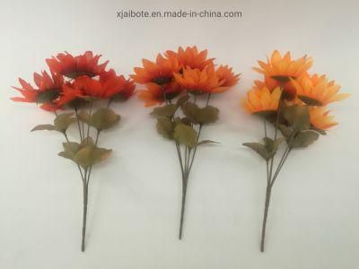 Cheap Silk Artificial Flower Wholesale 5 Head Single Branches Artificial Sun Flower