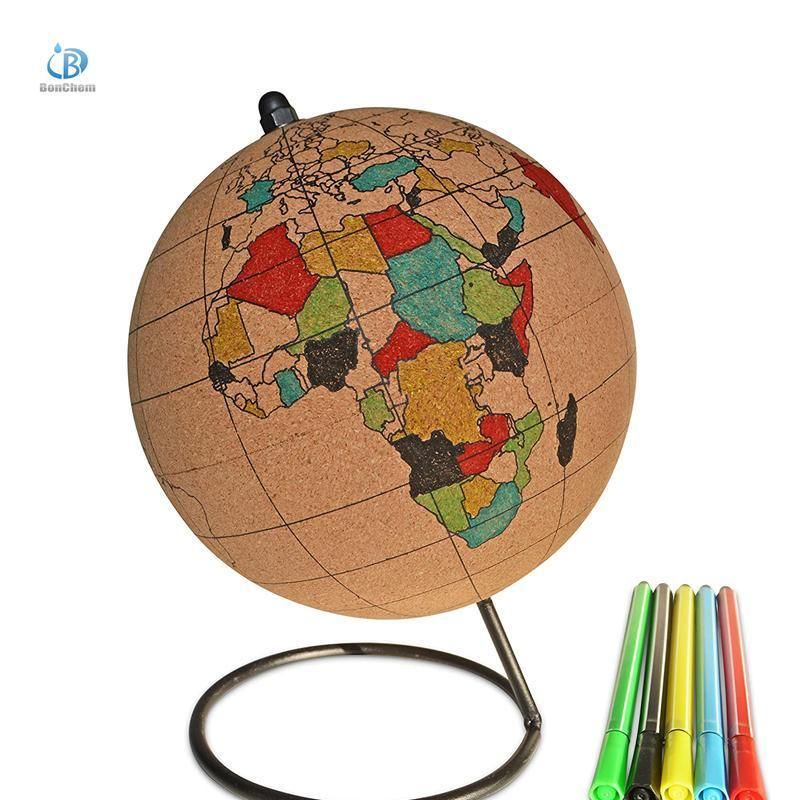 2022 New Design Cork World Globe with Metal Base