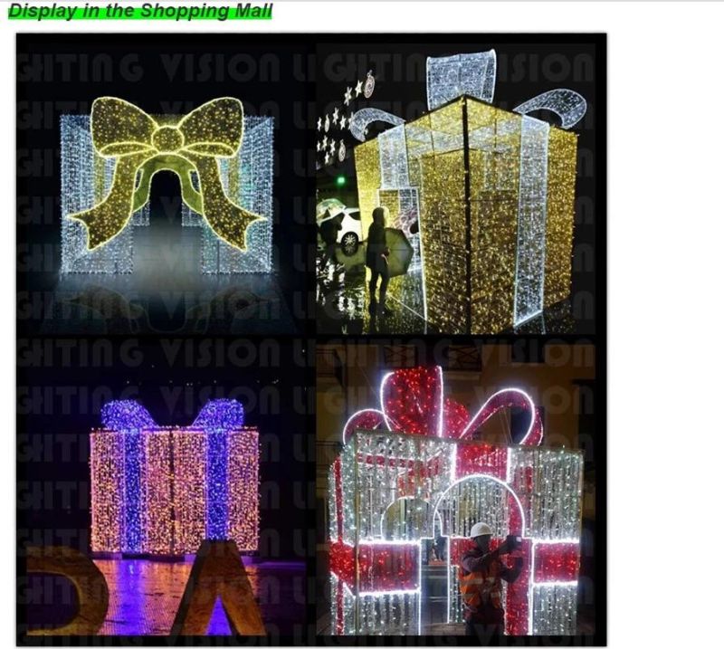 Outdoor Lighted up Christmas 3D Gift Box Motif Lights