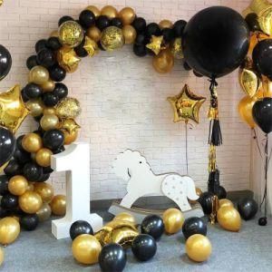 112PCS Black Gold Balloon Garland Graduation Season Birthday Party Balloons