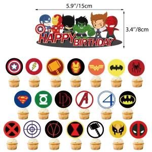 Superhero Children&prime; S Birthday Party Decorations Captain America Cake Topper