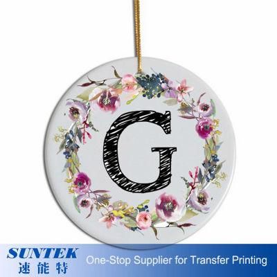 Sublimation Ornament Christmas Gift Glossy Ceramic Ornaments 3 Inch Ceramic Pendants Custom Design