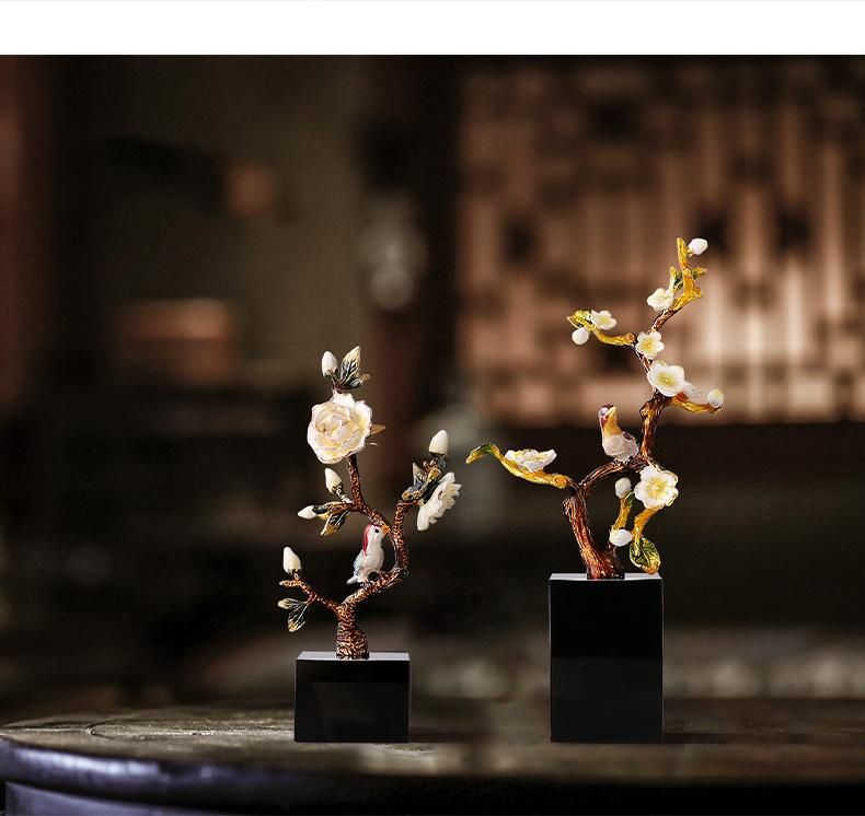 Chinese Bathroom Accessories Set Zinc Alloy Plum Blossom Tree Decorations House Rustic Ornaments