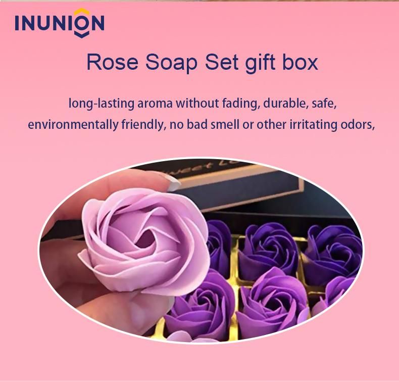 Artificial Rose Floral Scented Bath Soap Rose Flower Petals, Plant Essential Oil Soap Set Petals Gifts