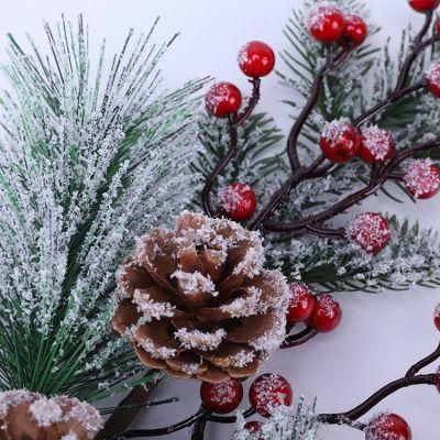 2021 Hot Selling Artificial Snowy Berry Christmas Decoration Artificial Red Fruit Flower