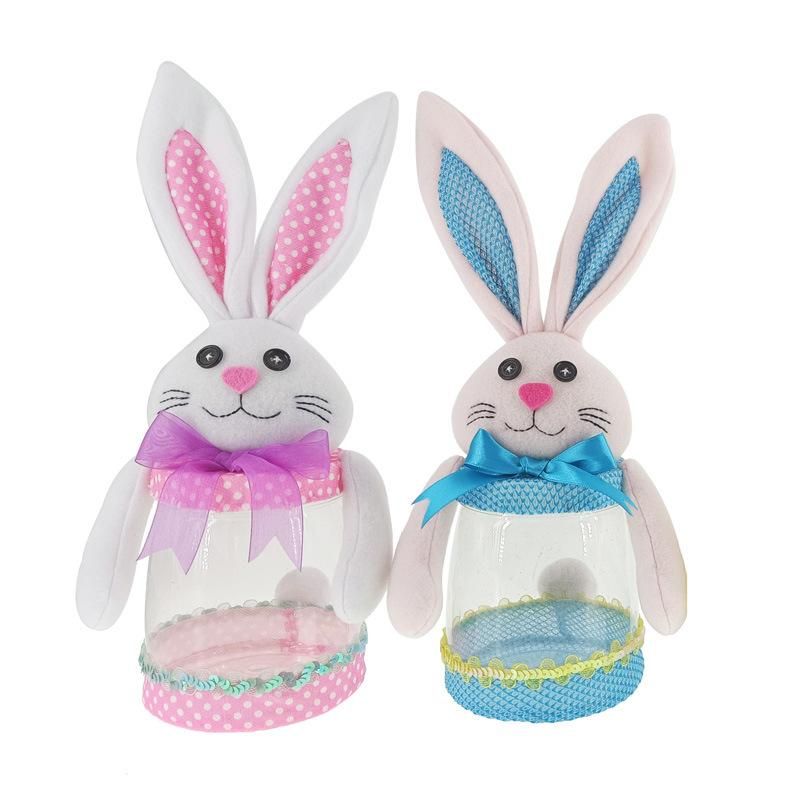 OEM/ODM Wholesale Easter Candy Jar Fleece Fabric Promotional Gift & Candy Storage Promotion Present Rabbit Banny Easter Candy Jar
