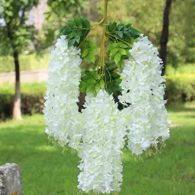 3.6 Feet Artificial Wisteria Vine Ratta Hanging Garland Silk Flowers String Home Party Wedding Decor (12, White)