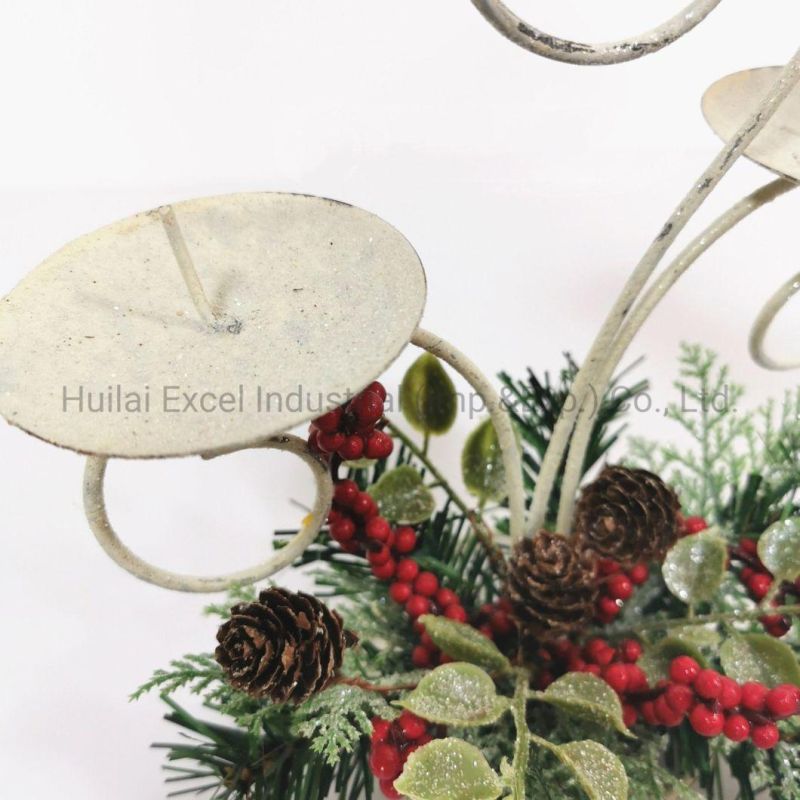 Christmas Candleholder Pine Cone Candlestick Ornament Home Decor Candleholder