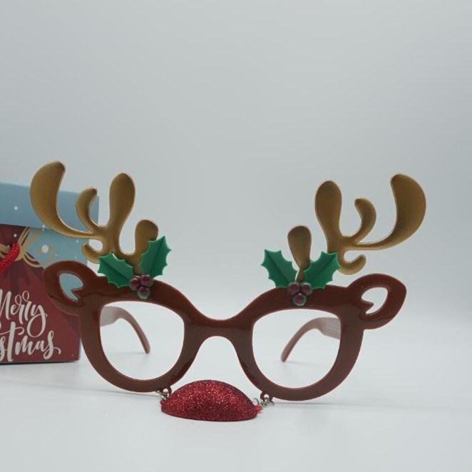 Christmas Cute Pair of Glasses Antlers Funny Holiday Gift Party Supply Glasses