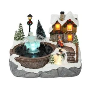 Christmas Fountain House Luminous Snow House Christmas Gifts Christmas Home Decoration