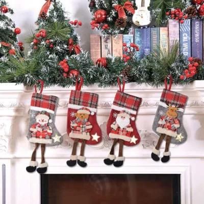 New Year Christmas Stocking Sack Xmas Gift Candy Bag Noel Christmas Decorations for Home Sock Christmas Tree Decoration