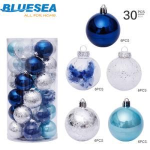 30 PCS Christmas Ball Decoration 6cm Blue Transparent Ball Set