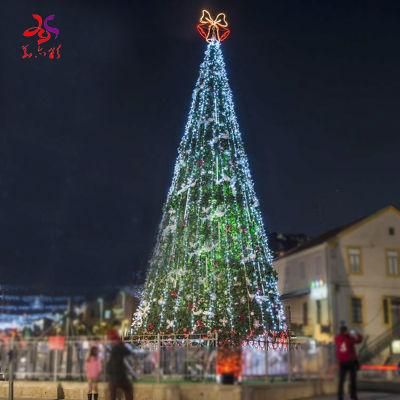 Commercial Flocked Metal Natural RGB Christmas Tree