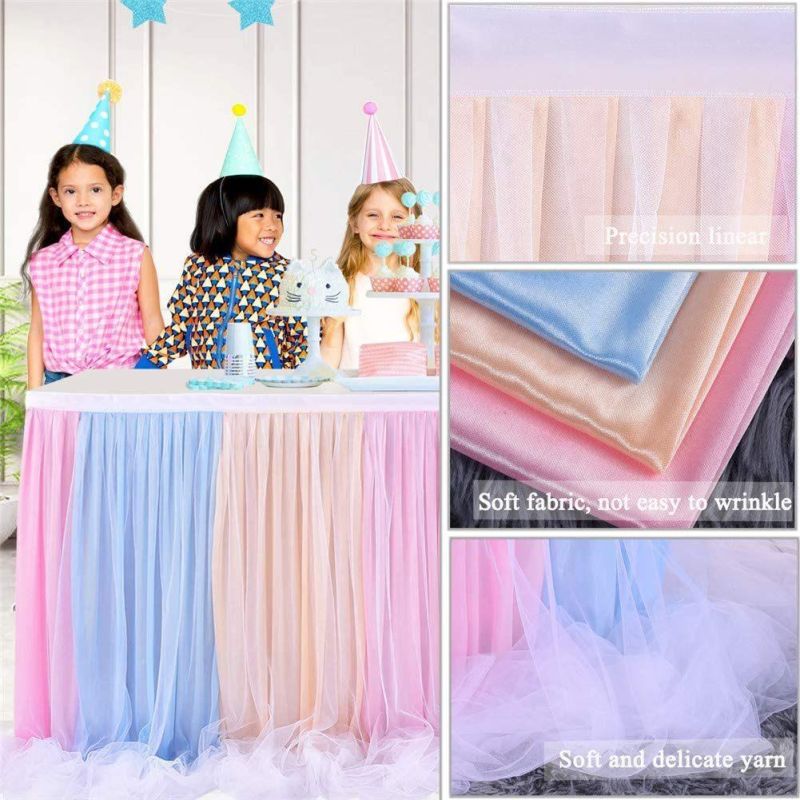 Table Skirting Designs Tulle Table Skirt Fancy Rosette Romantic Wedding Party Banquet for Birthday