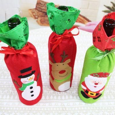 Christmas Sequin Patch Embroidered Wine Bottle Bag Xmas Gift