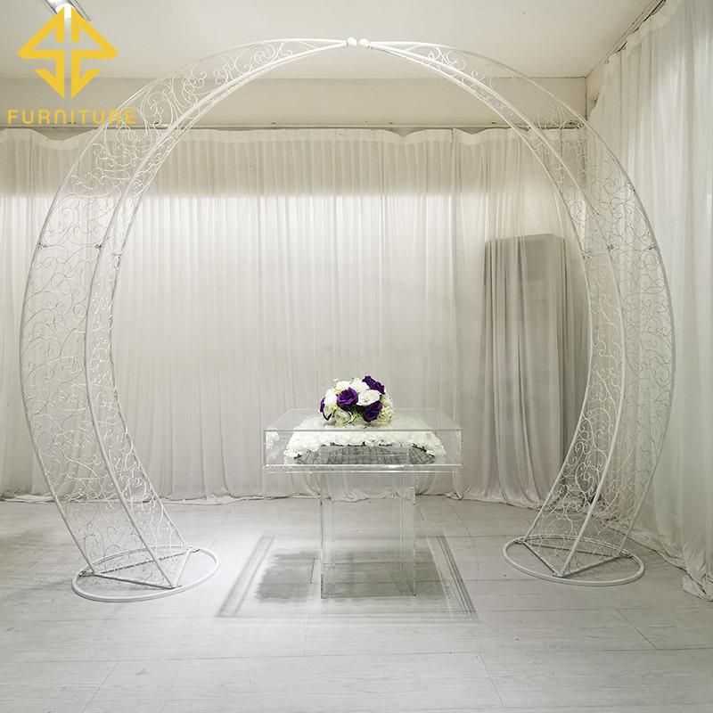 Hot Sale Metal White Iron Frame Round Wedding Backdrop for Events Party Background Wall Stand