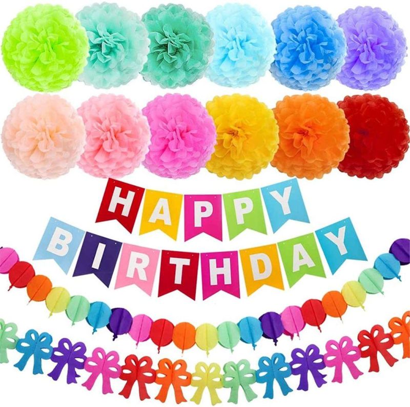 Cheap Colorful OEM Size Paper Party Decoration Birthday Garland Banner