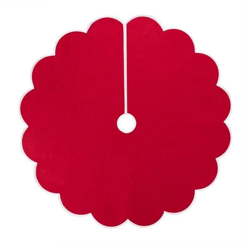 2020 New Foreign Trade Christmas Tree Skirt DIY Red Lace Pendant Tree Skirt 120cm Non Woven Fabric Tree Skirt