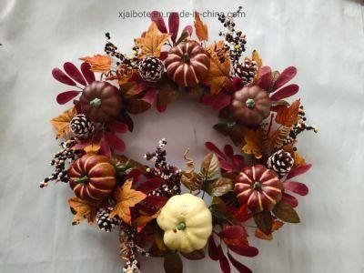 Artificial Pumpkin Halloween Wreath