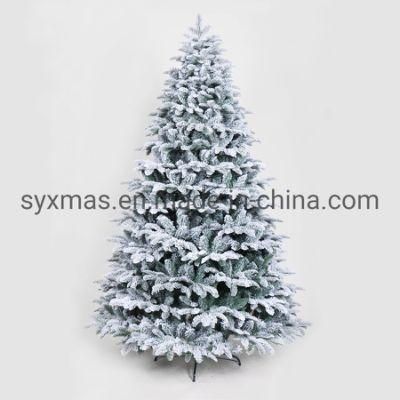 210 Cm Green PE and PVC Mixed Hinged Christmas Tree with Snow Home Decoration Christmas Gift