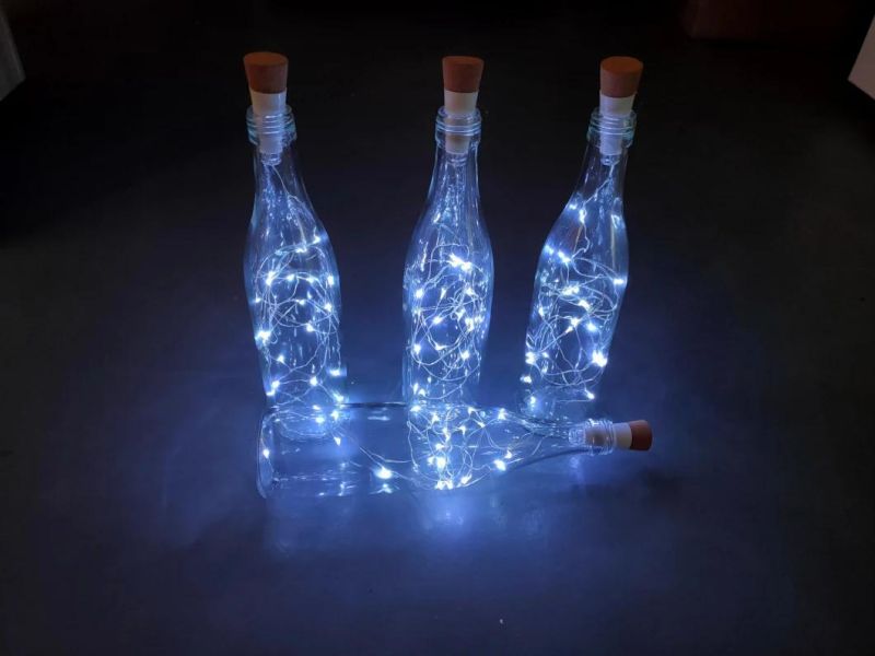 2m String Lights 20PCS LED Warm White Party Christmas Wedding Decoration Batteries Powered USB Charging Bottle Wine Light