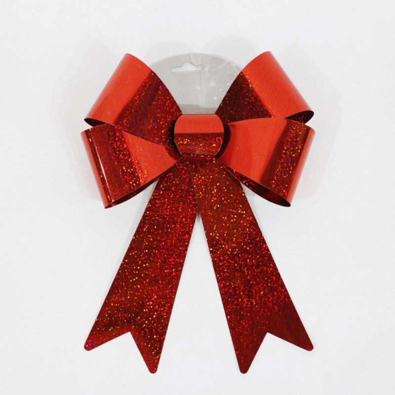 Red 31cm PVC Laser Bowknot Christmas Decoration Supplier