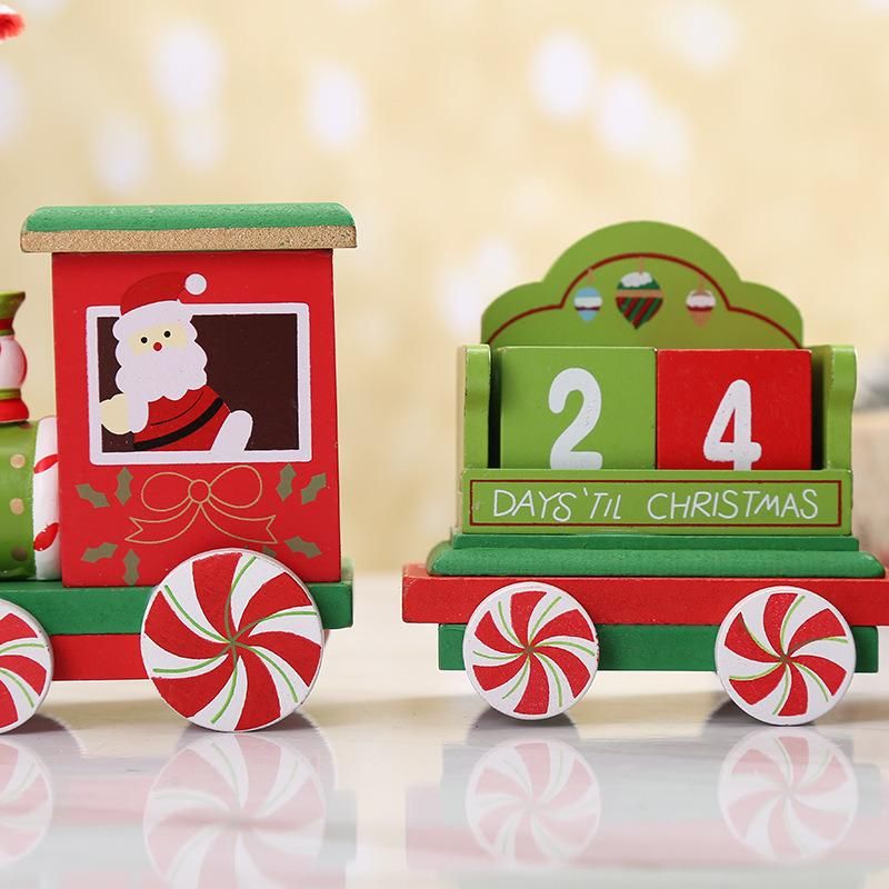 Christmas Wooden Toys Tabletop Decoration Calendar Navidad Train Christmas Innovative Gift Kid Toys