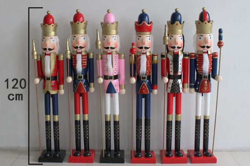 Wholesale 1.2m Wooden Nutcracker Christmas Decoration Life Size King Soldier Nutcracker