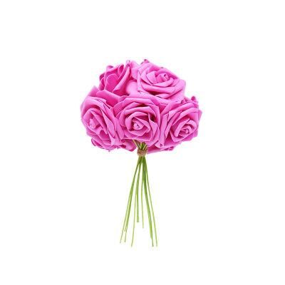 Sevenstar Latex Royal Blue Foam Roses Flowers with Stem Artificial 8cm Big Foam PE Rose Flower