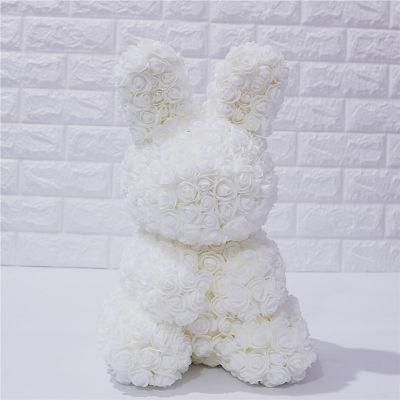Hot Sale Lovely Artificial Rose Rabbit Rose Toy From Flowers Best Wishes Gift Wholesale
