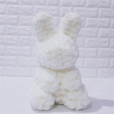 Hot Sale Lovely Artificial Rose Rabbit Rose Toy From Flowers Best Wishes Gift Wholesale