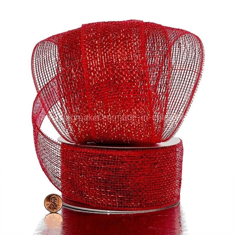 Half Solid Metallic 2.5′′ Wedding Deco Mesh Ribbons