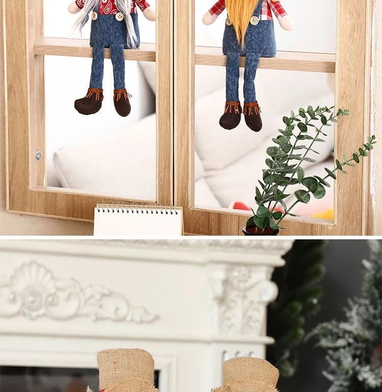 Cross-Border New Christmas Long Legs Mbrudoff Doll Cowboy Hat Faceless Doll Window Sitting Ornaments