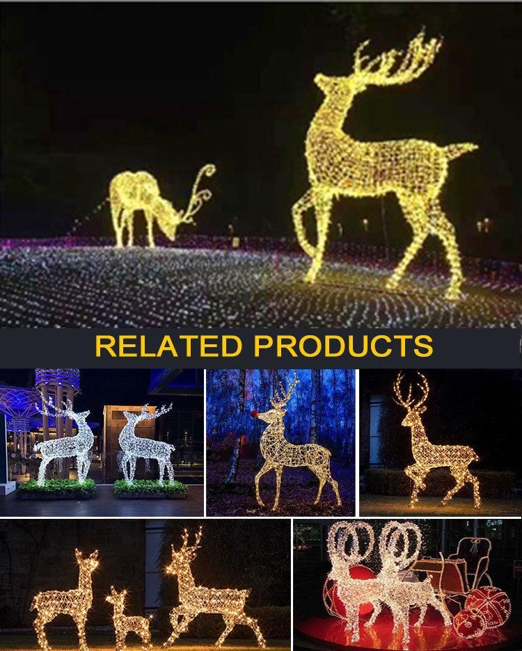 Outdoor 3D LED Reindeer Carriage Christmas Decorations