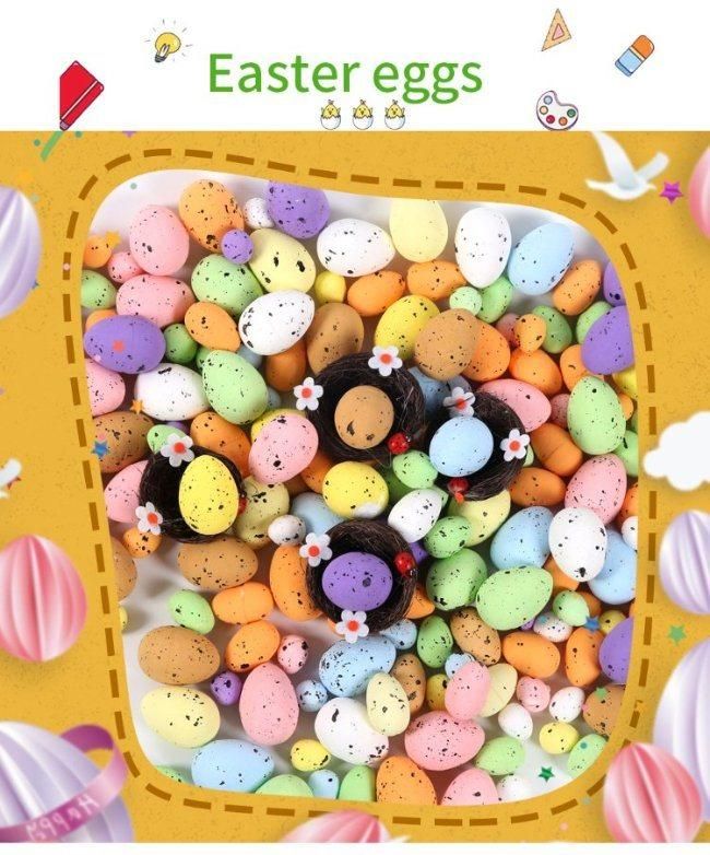 Easter Basket Stuffers Prefilled Gifts Egg Fillers Colored Foam Egg DIY Wreath Decorated Speckled Pigeon Emulation Egg Easter Egg