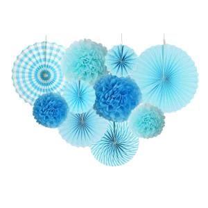 Umiss Paper Party Decorations Kit with Blue Paper POM Poms