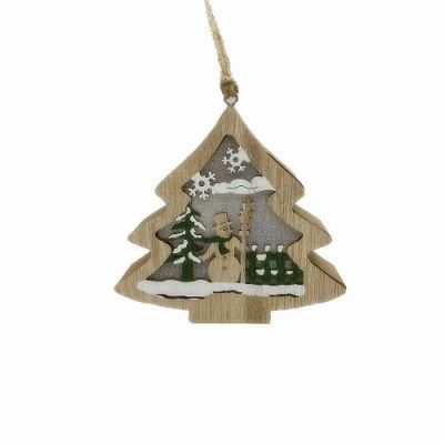 Wooden Christmas Tree Shape LED Hanging Lights for Home Decor