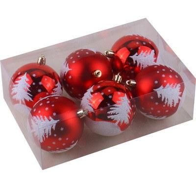 Red Plastic Ball Tree Hanging Ornaments with Glitter Painted