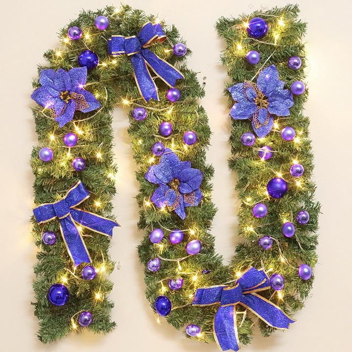 Hot Sale Prelit LED Luxurious Decorated PVC Wreath Garland Christmas Decoration with Lights