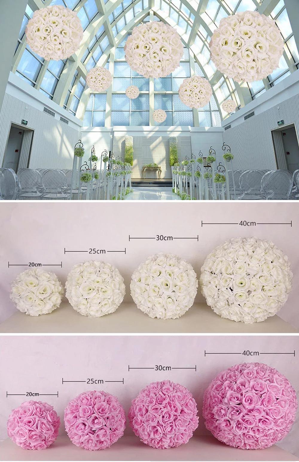 Artificial Rose Flower Ball High Quality Artificial Kissing Ball with Different Colors for Wedding Decoration