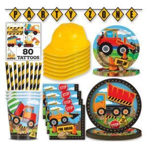 Engineering Vehicle Children&prime;s Tableware Set Disposable Party Decoratios