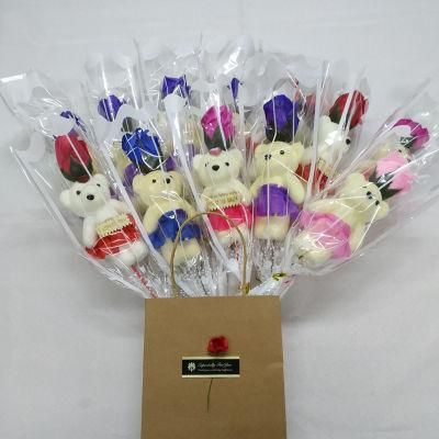 Factory Hot Sale Flower Soap Rose Gift with Teddy Bear for Valentine&prime; S Day, Mother&prime; S Day, Christmas