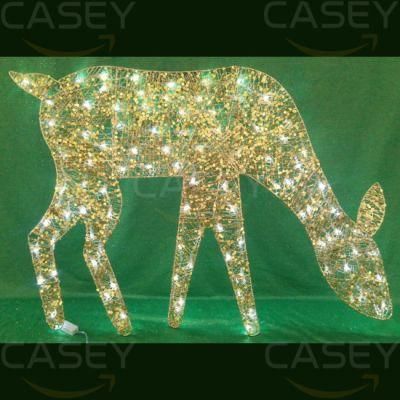 3D Flower Light Decoration God Father Sleigh Christmas Lamp Motif Reindeer Light Square Decorative Holiday Lighting