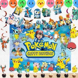 Pikachu Theme Banner Background Birthday Party Decorations