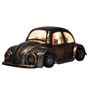 Hot Sell New Bronze Plastic Vintage Car Xmas Santa Scene Musical LED Water Spinning Christmas Snow Globe